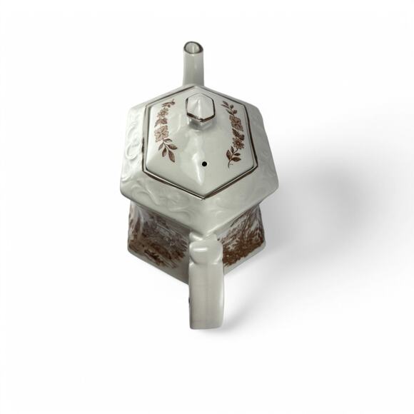 Vintage 1960s Ellgreave Staffordshire Ironstone Teapot Safe Harbor Transferware - Picture 11 of 16